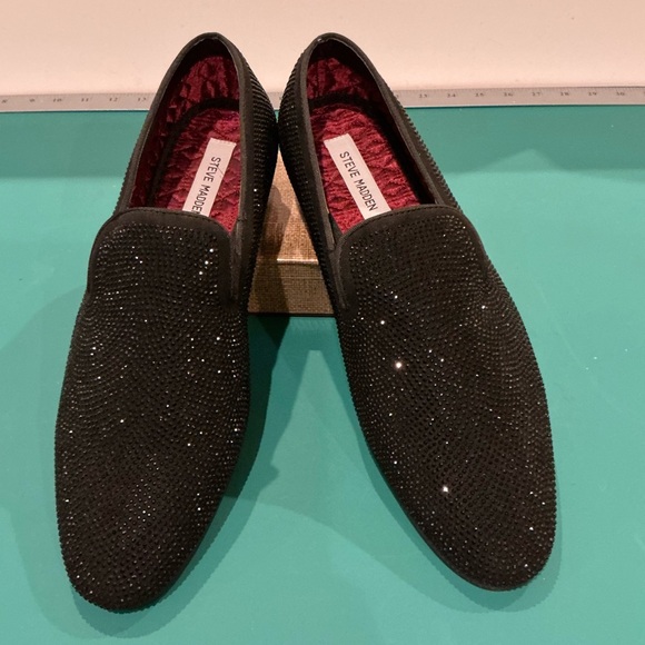 Steve Madden Cirius Black Crystal Slip-On Loafers Size 10 - Picture 2 of 7